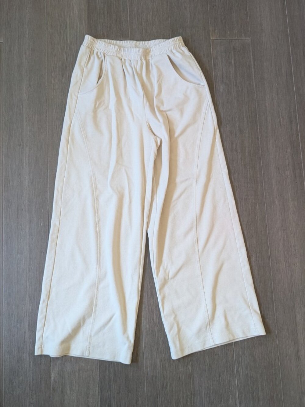 Listicle, Cream White Wide Leg Lounge Pants, Size Medium